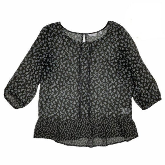 (Up To 50% Off SALE) Reitmans Chiffon Paisley Long Sleeve Top - Picture 1 of 2